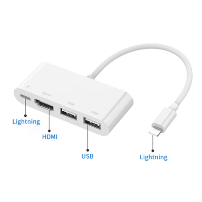 75216 4 in 1 8 พินเป็น HDMI + การชาร์จ 8 พิน + 2 พอร์ต USB ตัวแปลงวิดีโอ HD, 75216