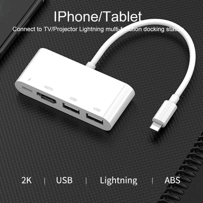 75216 4 in 1 8 พินเป็น HDMI + การชาร์จ 8 พิน + 2 พอร์ต USB ตัวแปลงวิดีโอ HD, 75216