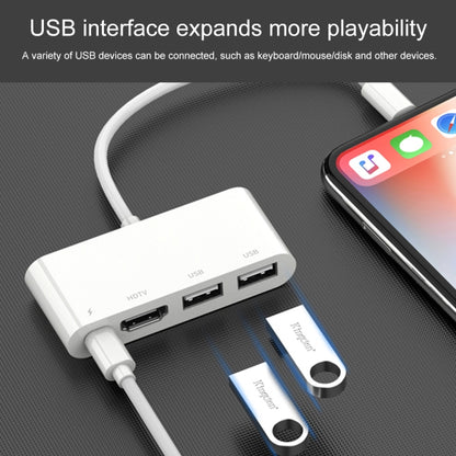 75216 4 in 1 8 พินเป็น HDMI + การชาร์จ 8 พิน + 2 พอร์ต USB ตัวแปลงวิดีโอ HD, 75216