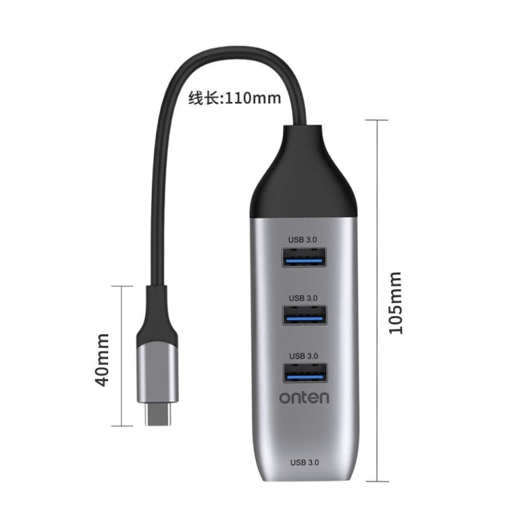 Onten 95118U 4 in 1 USB-C / Type-C ถึง 4 พอร์ต USB 3.0 มัลติฟังก์ชั่น HUB Converter Docking Station, 95118U