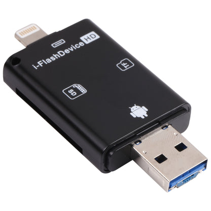 NK-208 3 in 1 i-Flash TF Card / SD Card Reader สำหรับ 8 Pin + USB 2.0 + อุปกรณ์ Micro USB (สีดำ), NK-208 White, NK-208 Black