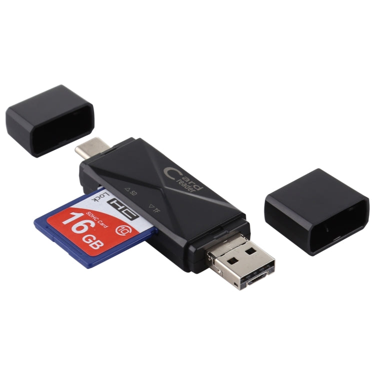 USB-C / Type-C + SD + TF + เครื่องอ่านการ์ด Micro USB เป็น USB 2.0, USB2.0