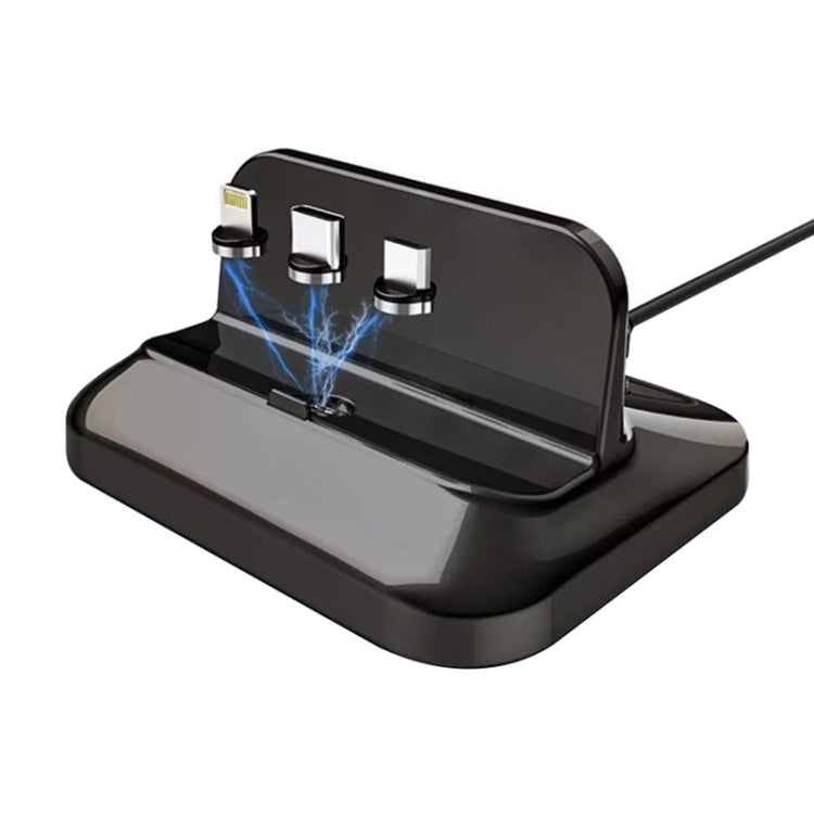 XBX02 3 in 1 8 Pin + USB-C / Type-C + ปลั๊ก Micro USB ฐานชาร์จแม่เหล็ก, XBX-02