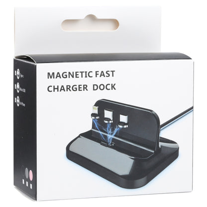 XBX02 3 in 1 8 Pin + USB-C / Type-C + ปลั๊ก Micro USB ฐานชาร์จแม่เหล็ก, XBX-02