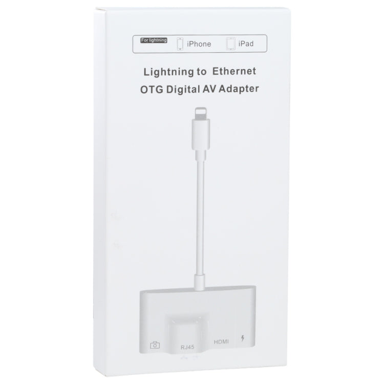 4 in 1 8 พินชายถึง 8 พิน + RJ45 Ethernet + HDMI + กล้อง USB หญิง OTG อะแดปเตอร์ AV แบบดิจิตอล, RJ45 Ethernet