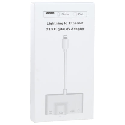 4 in 1 8 พินชายถึง 8 พิน + RJ45 Ethernet + HDMI + กล้อง USB หญิง OTG อะแดปเตอร์ AV แบบดิจิตอล, RJ45 Ethernet