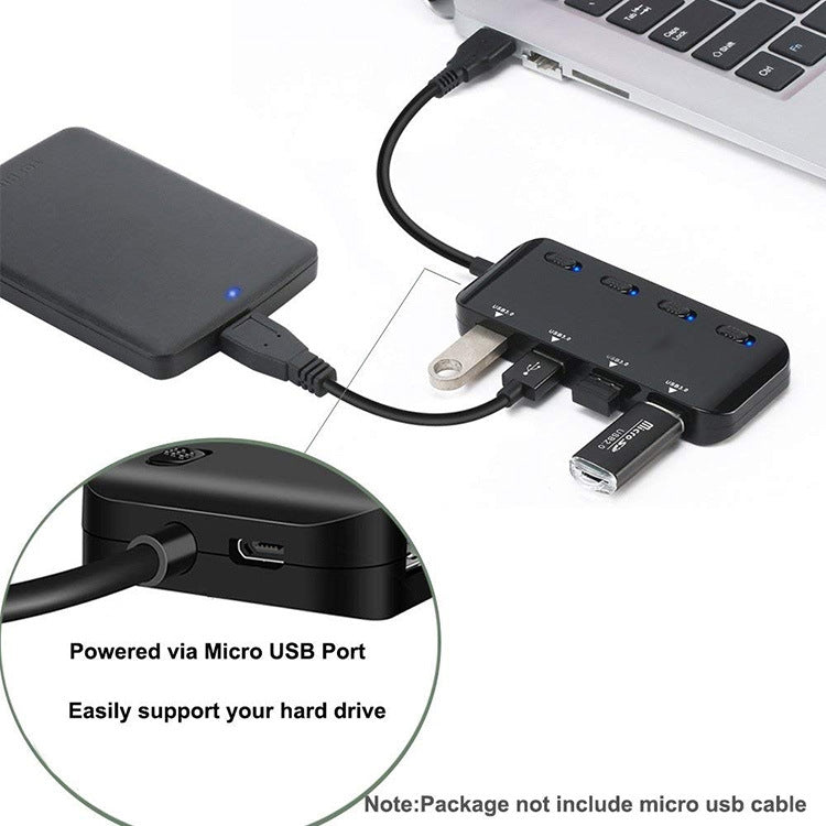 ความเร็วสูง 4 x USB 3.0 ถึง USB-C / Type-C HUB พร้อมสวิตช์, Type-C