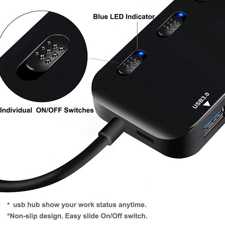 ความเร็วสูง 4 x USB 3.0 ถึง USB-C / Type-C HUB พร้อมสวิตช์, Type-C