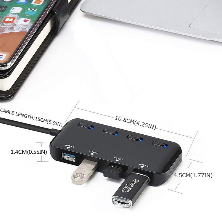 ความเร็วสูง 4 x USB 3.0 ถึง USB-C / Type-C HUB พร้อมสวิตช์, Type-C