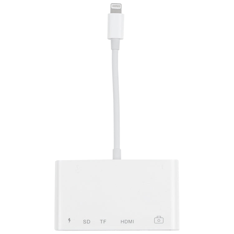 5 in 1 8 Pin ชายกับ USB + HDMI + ช่องเสียบการ์ด TF / SD + 8 Pin Power Female OTG อะแดปเตอร์ AV แบบดิจิตอล, TF / SD Card Slot