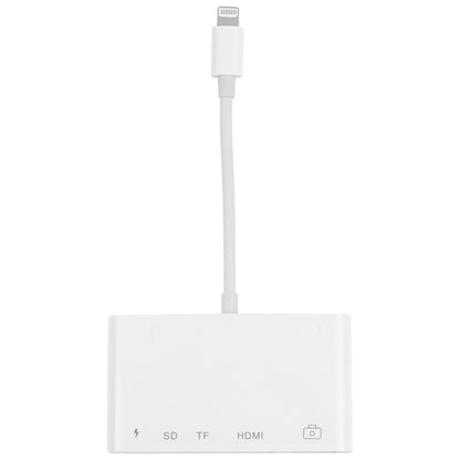 5 in 1 8 Pin ชายกับ USB + HDMI + ช่องเสียบการ์ด TF / SD + 8 Pin Power Female OTG อะแดปเตอร์ AV แบบดิจิตอล, TF / SD Card Slot