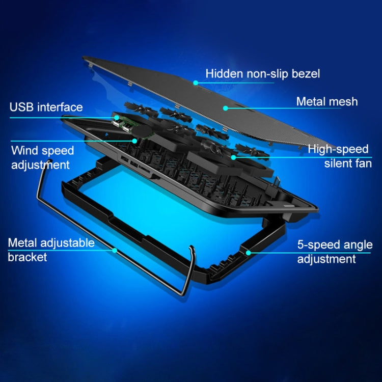 ICE COOREL ฐานคอมพิวเตอร์โน้ตบุ๊กควบคุมความเร็ว Silent Six-fan Cooling Holder Cooling Rack, Style: Flagship, Style: Flagship