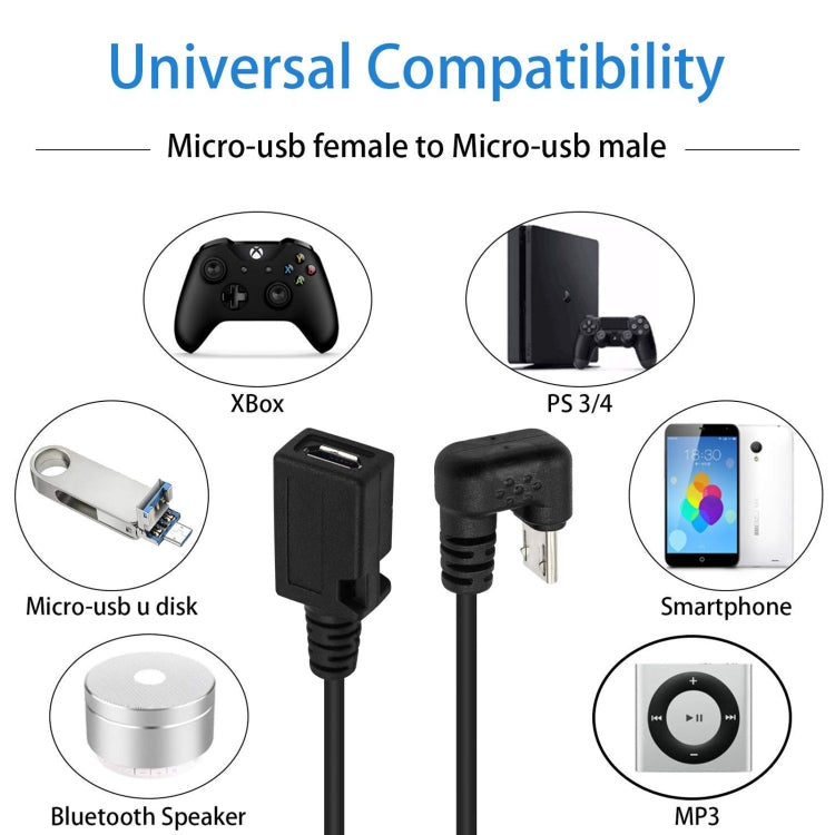 สายเคเบิลต่อขยาย Micro USB ตัวผู้เป็นตัวเมียรูปตัว U, Micro USB Male to Female