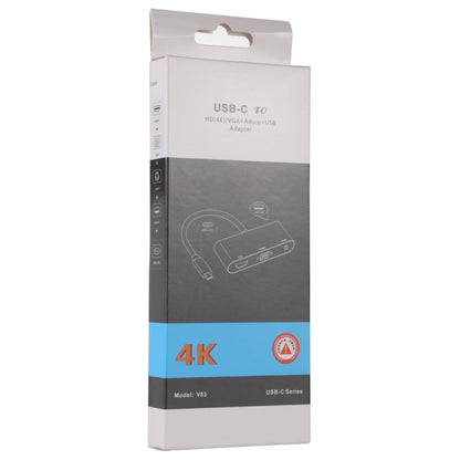 V83 USB-C / Type-C ถึง 4K HDMI / VGA + อะแดปเตอร์มัลติฟังก์ชั่นเสียง 3.5 มม. USB