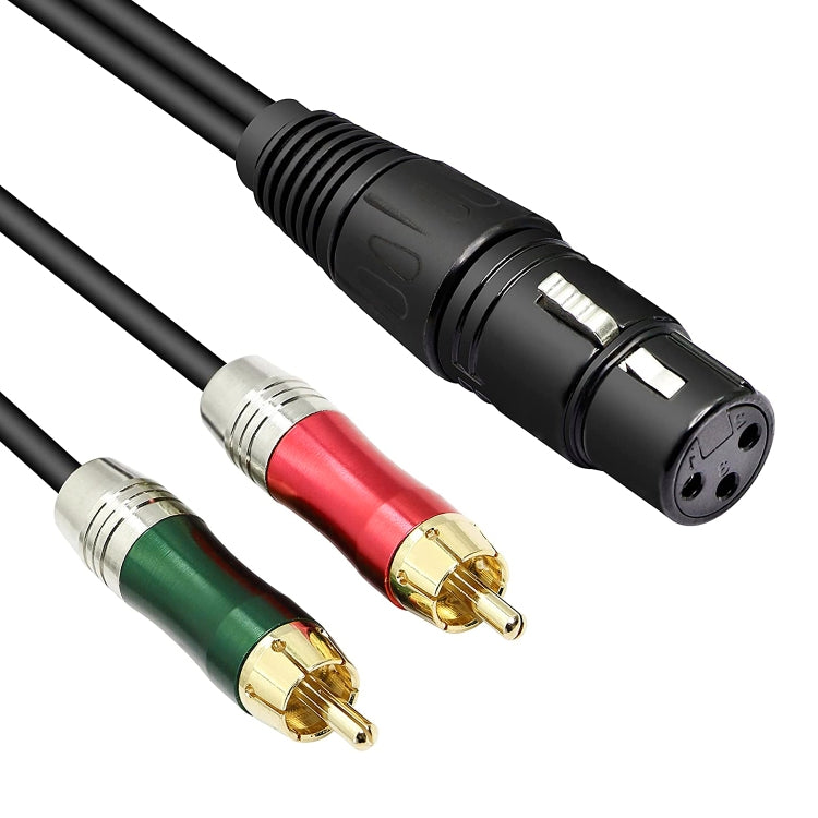 30 ซม.หัวโลหะ 3 PIN XLR CANNON หญิง 2 RCA ชาย Audio CONNECTOR ADAPTER CABLE สำหรับไมโครโฟน /อุปกรณ์เสียง, 2 RCA Male