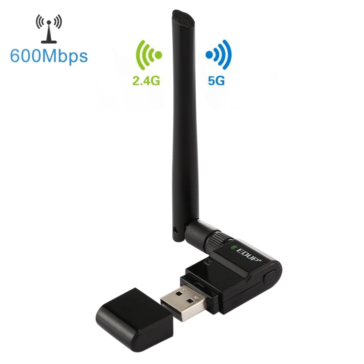 EDUP EP-AC1635 600Mbps Dual Band Wireless 11AC USB Ethernet Adapter 2dBi เสาอากาศสำหรับแล็ปท็อป/PC, EP-AC1635