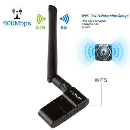 EDUP EP-AC1635 600Mbps Dual Band Wireless 11AC USB Ethernet Adapter 2dBi เสาอากาศสำหรับแล็ปท็อป/PC, EP-AC1635