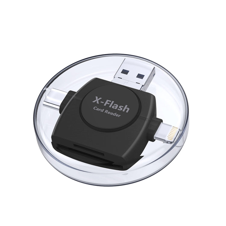 X-Flash R01 3 in 1 8 Pin + USB-C / Type-C + อินเทอร์เฟซ Micro USB เครื่องอ่านการ์ด SD / TF