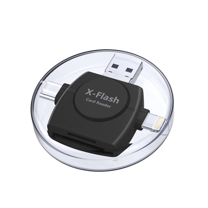 X-Flash R01 3 in 1 8 Pin + USB-C / Type-C + อินเทอร์เฟซ Micro USB เครื่องอ่านการ์ด SD / TF