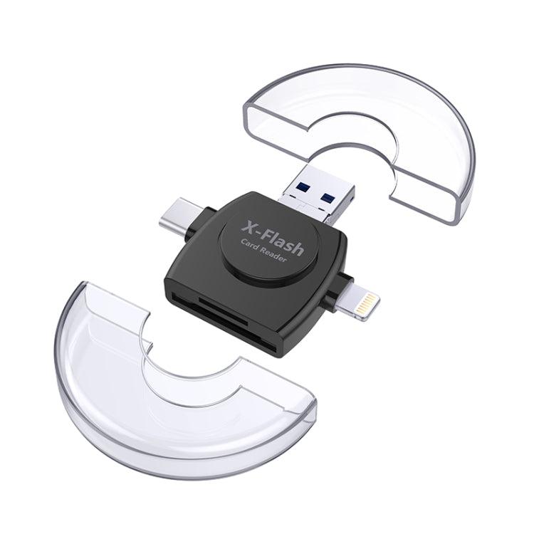 X-Flash R01 3 in 1 8 Pin + USB-C / Type-C + อินเทอร์เฟซ Micro USB เครื่องอ่านการ์ด SD / TF