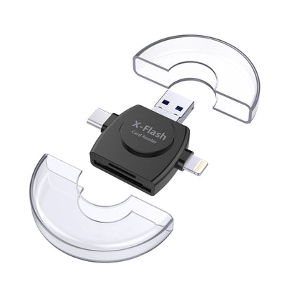 X-Flash R01 3 in 1 8 Pin + USB-C / Type-C + อินเทอร์เฟซ Micro USB เครื่องอ่านการ์ด SD / TF