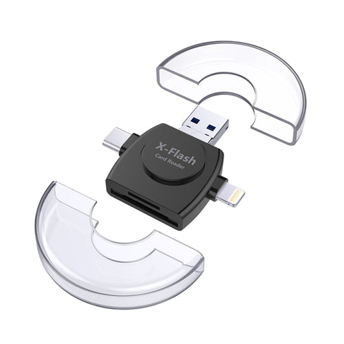 X-Flash R01 3 in 1 8 Pin + USB-C / Type-C + อินเทอร์เฟซ Micro USB เครื่องอ่านการ์ด SD / TF