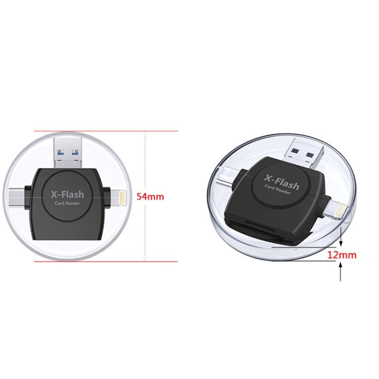 X-Flash R01 3 in 1 8 Pin + USB-C / Type-C + อินเทอร์เฟซ Micro USB เครื่องอ่านการ์ด SD / TF