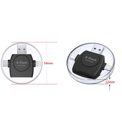 X-Flash R01 3 in 1 8 Pin + USB-C / Type-C + อินเทอร์เฟซ Micro USB เครื่องอ่านการ์ด SD / TF