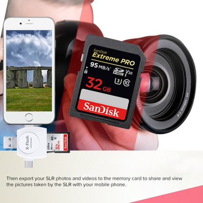 X-Flash R01 3 in 1 8 Pin + USB-C / Type-C + อินเทอร์เฟซ Micro USB เครื่องอ่านการ์ด SD / TF