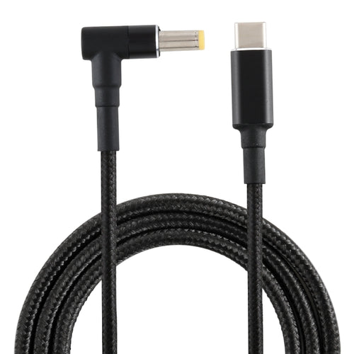 PD 100W 5.5 x 1.7 มม. ข้อศอกชายกับ USB-C / Type-C สายชาร์จไนลอนสานชาย, ความยาวสายเคเบิล: 1.7 ม., 5.5x1.7mm to Type-C