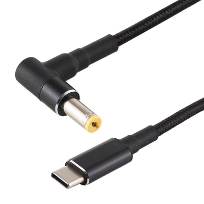 PD 100W 5.5 x 1.7 มม. ข้อศอกชายกับ USB-C / Type-C สายชาร์จไนลอนสานชาย, ความยาวสายเคเบิล: 1.7 ม., 5.5x1.7mm to Type-C