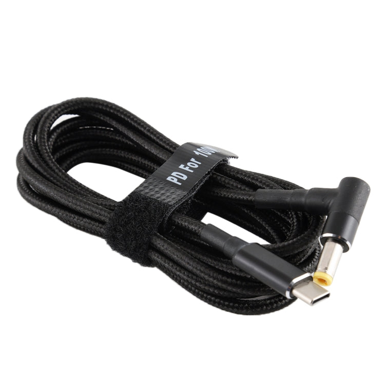 PD 100W 5.5 x 2.5 มม. ข้อศอกชายกับ USB-C / Type-C สายชาร์จไนลอนสานชาย, ความยาวสายเคเบิล: 1.7 ม., 5.5x2.5mm to Type-C