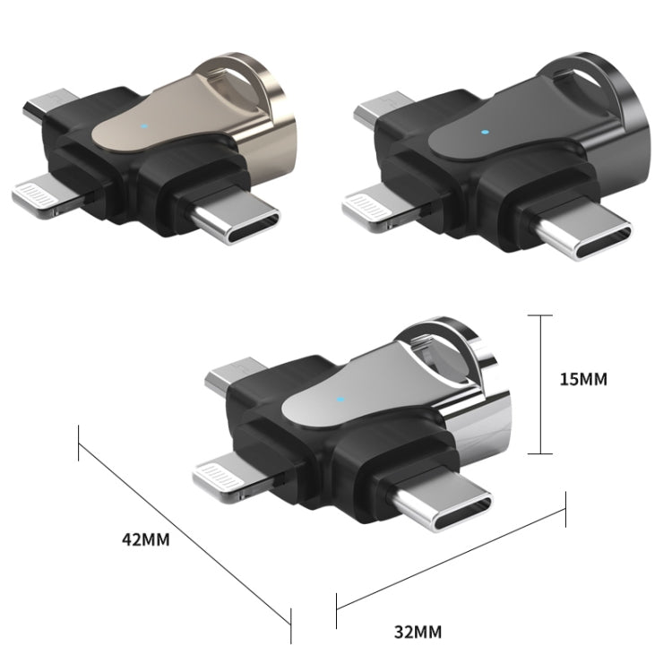 อะแดปเตอร์ 3 ใน 1 OTG, USB to Type-C / Micro USB / 8 Pin