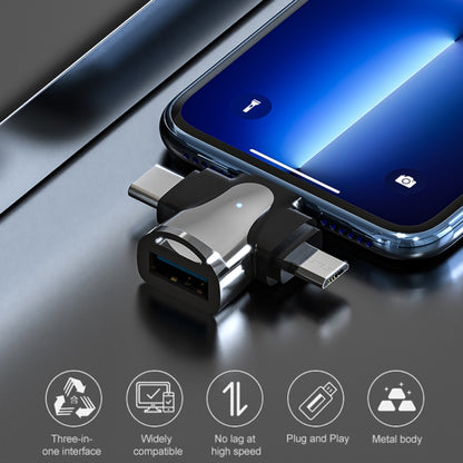 อะแดปเตอร์ 3 ใน 1 OTG, USB to Type-C / Micro USB / 8 Pin