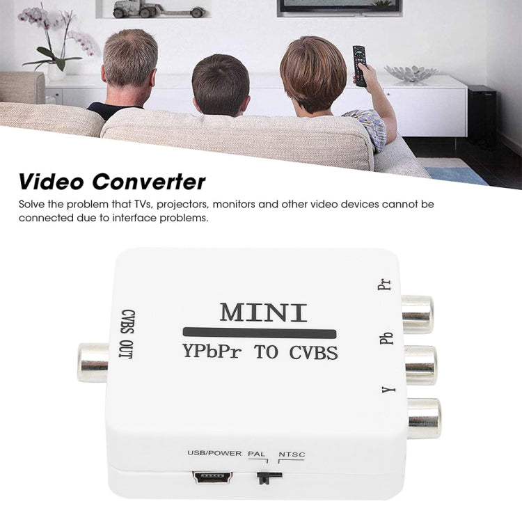 Mini YPBPR เป็น CVBS Video Converter Component AV Adapter สำหรับทีวี/โปรเจคเตอร์/จอภาพ