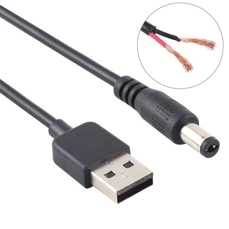 สายเคเบิลปลั๊กไฟ DC 3A USB ถึง 5.5 x 2.1 มม. ความยาว: 1 ม, USB to DC 5.5x2.1mm