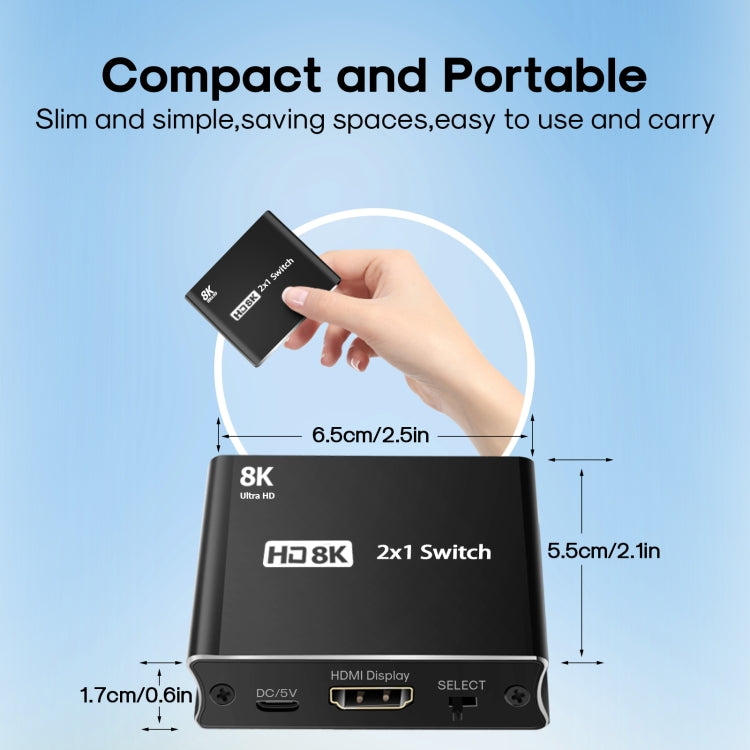 NK-W80 8K UHD HDMI 2X1 สวิตช์ทางเดียว, NK-W80