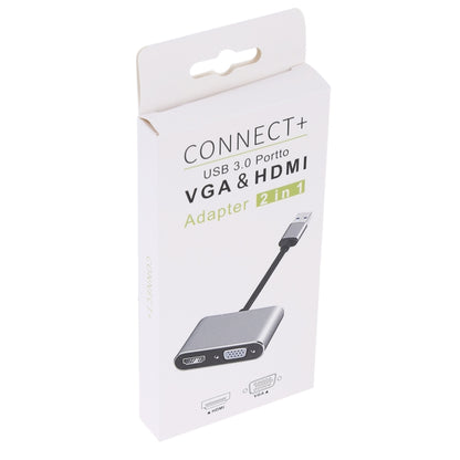 อะแดปเตอร์ 2 in 1 USB 3.0 เป็น HDMI + VGA