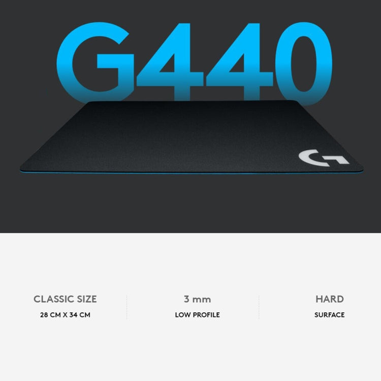 แผ่นรองเมาส์สำหรับเล่นเกม Logitech G440 Hard E-sport ขนาด: 34 x 28 ซม, G440 Hard