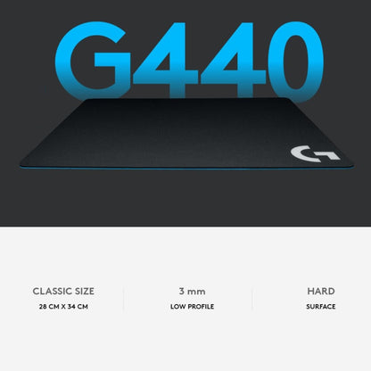 แผ่นรองเมาส์สำหรับเล่นเกม Logitech G440 Hard E-sport ขนาด: 34 x 28 ซม, G440 Hard