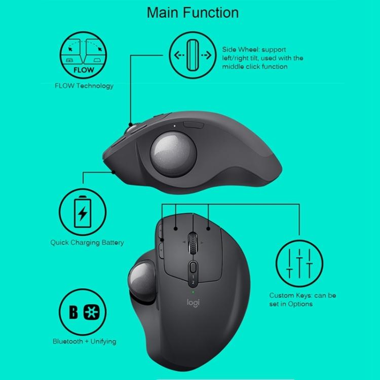 Logitech MX ERGO 440DPI Bluetooth + เมาส์ออปติคัลแทร็กบอลไร้สายแบบสองโหมดที่รวมเข้าด้วยกัน, MX ERGO S