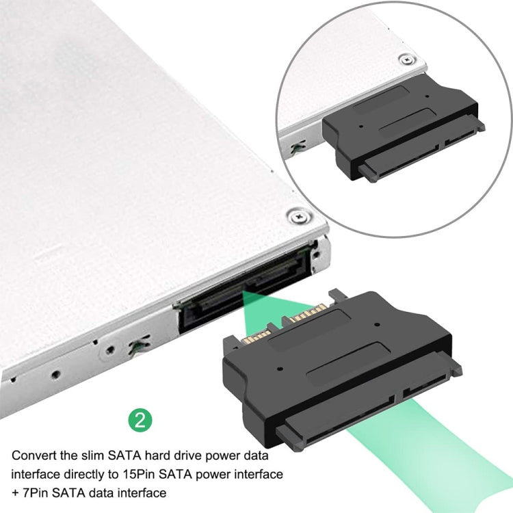 SATA 22 Pin Female ถึง SLIMLINE SATA 13 Pin Male Adapter, SATA 22 Pin Female to SATA 13 Pin
