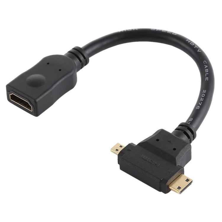 สาย HDMI หญิงถึงมินิ HDMI + Micro HDMI T Shape, Micro HDMI