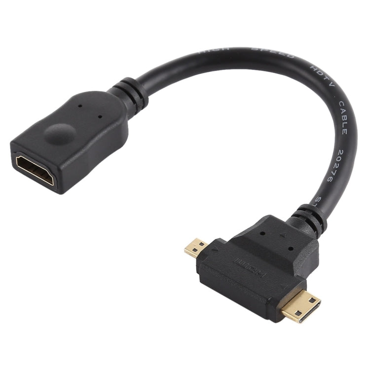 สาย HDMI หญิงถึงมินิ HDMI + Micro HDMI T Shape, Micro HDMI