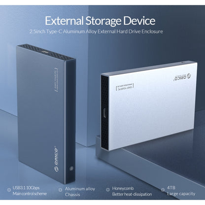 ORICO 2518C3-G2 2.5 นิ้ว SATA เป็น USB3.1 Gen2 อินเทอร์เฟซ USB-C / Type-C อลูมิเนียมอัลลอยด์ตู้ฮาร์ดไดรฟ์ความจุรองรับ: 4TB