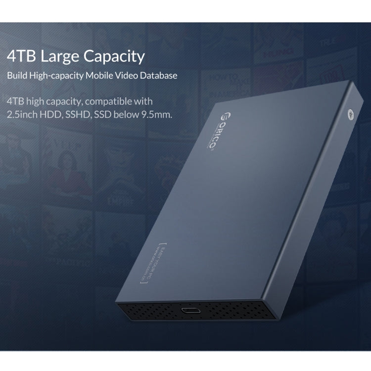 ORICO 2518C3-G2 2.5 นิ้ว SATA เป็น USB3.1 Gen2 อินเทอร์เฟซ USB-C / Type-C อลูมิเนียมอัลลอยด์ตู้ฮาร์ดไดรฟ์ความจุรองรับ: 4TB
