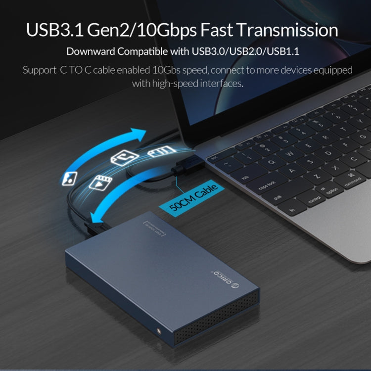 ORICO 2518C3-G2 2.5 นิ้ว SATA เป็น USB3.1 Gen2 อินเทอร์เฟซ USB-C / Type-C อลูมิเนียมอัลลอยด์ตู้ฮาร์ดไดรฟ์ความจุรองรับ: 4TB