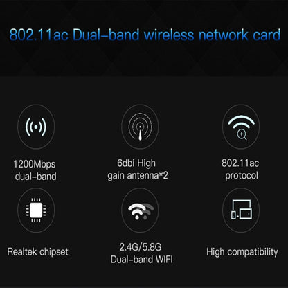EDUP EP-9607 1200Mbps การ์ดเครือข่ายอะแดปเตอร์ไร้สาย PCI-E Express แบบดูอัลแบนด์พร้อมเสาอากาศ 2 x 6dBi, EP-9607 1200Mbps