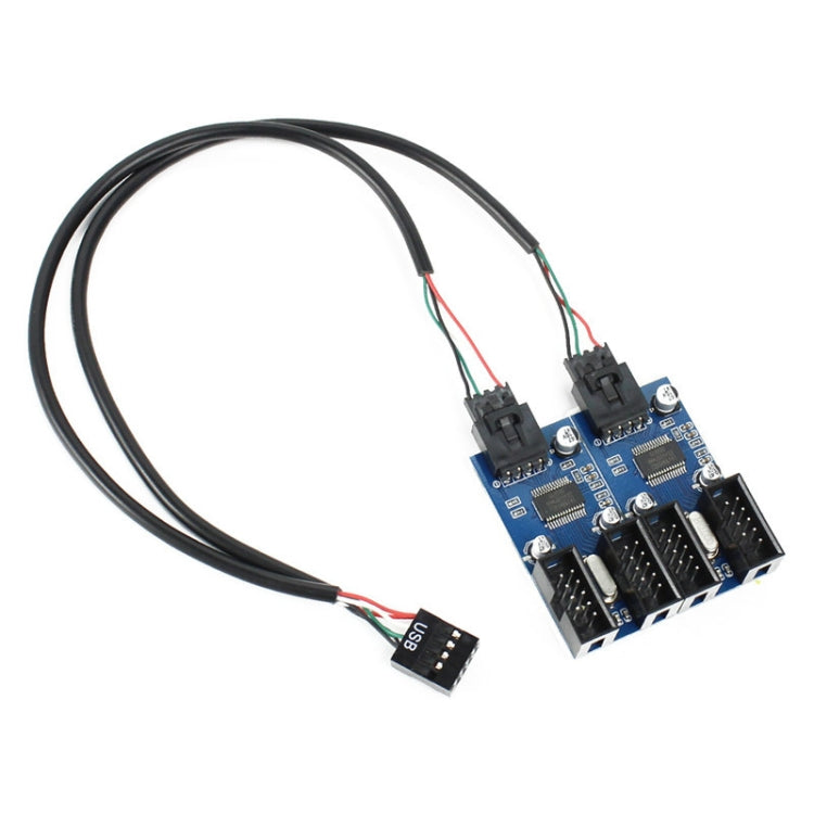 9 Pin USB Header ชาย 1 ถึง 4 หญิงสายเคเบิลต่อขยายการ์ด