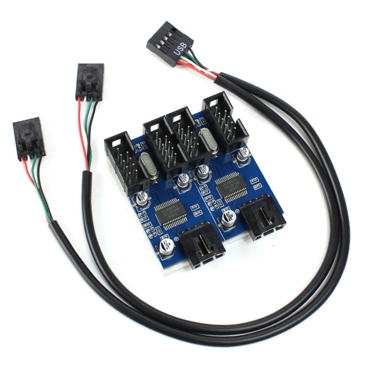 9 Pin USB Header ชาย 1 ถึง 4 หญิงสายเคเบิลต่อขยายการ์ด